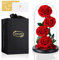 MAMAMIKO 4 Rosa Stabilizzata Vera in Cupola Vetro, Fiori Rose Eterna, Idee Regalo Festa della Mamma, Regalo per Lei, Donna, Fidanzata, Mamma a San Valentino, Compleanno, Anniversario (Rossa)