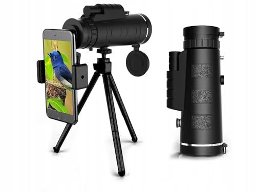 Telescopio Terrestre Monocular de Largo Alcance 40X60 HD con Adaptador y Trípode para Móvil - Teleobjetivo Zoom para Móvil Smartphone - Catalejo Potente y Portátil para Senderismo, Viajes, Caza