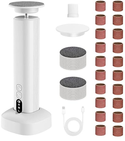 Electric Foot File Hard Skin Remover, 2 in 1 Electric Foot Callus Remover & Nail Grinder, Pedicure Tool Foot Sander for Dry Dead Skin Cracked Heels Calluses, 6 Speed Adjustable, with Charging Base