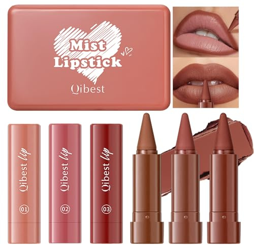 6 Colori Matita Labbra Waterproof, 2 in 1 Gradient Lip Liner & Lipstick Set, Matite Labbra Matte Red Brown Velvet Matita Labbra Lunga Durata Smudge Proof Matitone Labbra