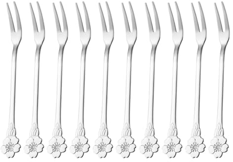 IMIKEYA Forchette da Dessert in Acciaio Inox 304 Riutilizzabili, Set 10 Pezzi Forchettine per Antipasti, Frutta e Torte, Accessori da Cucina per Feste e Buffet