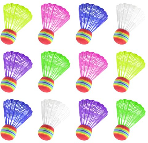 Xbessc 18 Pièces Volant Badminton Plume Exterieur Nylon 6 Couleurs | Volants de Badminton avec Grande Stabilité et Durabilité Speed élastique Balles de Badminton pour Entraînement et Compétition