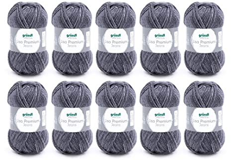 Gründl Laine Lisa Premium jeans – fil à tricoter avec dégradé de couleurs – douce et respectueuse de la peau – 100% acrylique – 10 pelotes 50 g / 133 m – taille d’aiguille 3,5–4,5 - Gris ardoise