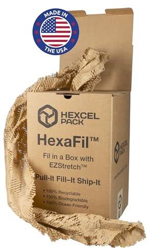 IDL Packaging HexaFil Honeycomb Packing Kraft Paper 15 x 20400 (1700 ft) in Self-Dispensed Box - Patented Cushioning Box Filler for Void Filling, Moving, Shipping - Alternative to Bubble Plastic