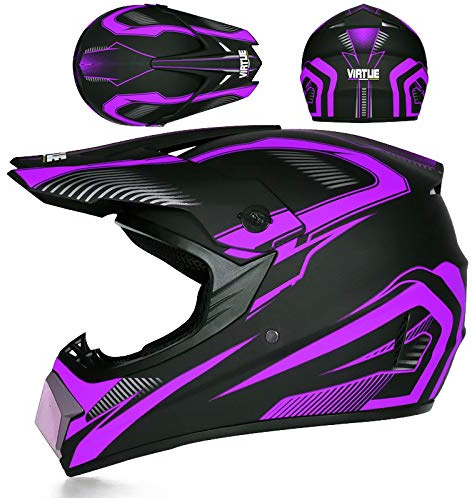 Amacigana® Casco de motocross juvenil para niños todoterreno, casco de motocross, para adultos, todoterreno, casco de motocross, Dirt Bike, ATV, casco de moto (violeta, M)