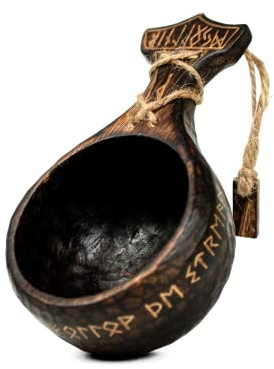 Norse Empire traditionell sa kopp 355 ml ultimat unik handgjord tank lätt, hållbar matkvalitet medeltida stil rustik trä campingmugg miljövänlig nordisk design buskhantverk skål