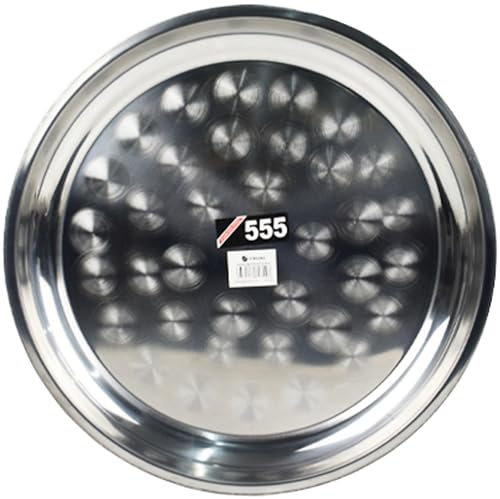 Stainless Steel Round Serving Platter Silver Tray With Dishwasher Safe Service Plate - 30cm Thali Dish
