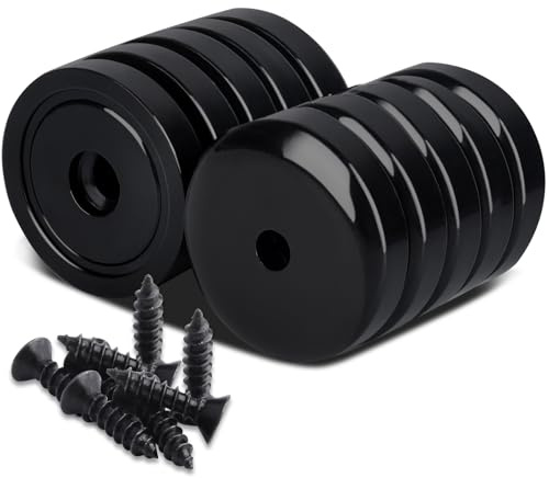 10 Pezzi Magnete con Foro Calamite Potenti Magneti Neodimio 40kg Forza 32mm Calamite Potente con Base In Acciaio Svasato Viti Nero