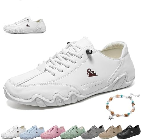 Zapatos Barefoot Mujer Ultra Cómodos Outdoor Beck Shoes Zapatillas Planas Impermeables Antideslizantes Ligeras Minimalistas Ortopédico Zapatillas for Senderismo, Caminar Y Conducir(Bianco,37 EU)