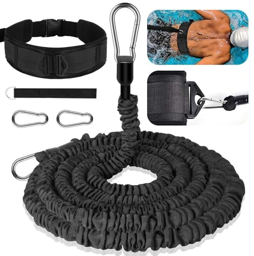 Breiterer Schwimmgurt Pool Erwachsene,Gegenstromanlage für Pool,Schwimmgürtel für Erwachsene und Kinder,Schwimmwiderstand Gürtel mit 4-12M Einstellbare Schwimmseil für Schwimmtraining