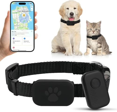 Cat Tracker Collar for Pet, Real Time Dog GPS Tracker No Monthly Fee, No SIM Required, Compatible with iOS/Android, Global Tracking Device for All Cats Dogs and All Collars (C)