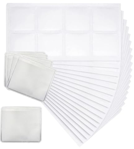 Jewels And Tools UK 50x Small Transparent Adhesive Jewellery Pouches 42x37mm | Soft Plastic Pockets for Necklace, Bracelet, Pendant & Chain Display Cards