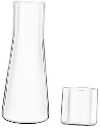jojofuny Brocca per Acqua Fredda in Vetro Resistente con Bicchiere Integrato Caraffa Raffreddamento Bevande, Raffinata e Pratica per Pranzi, Feste e Picnic