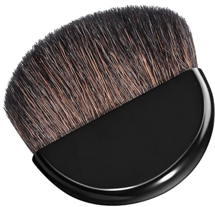 INOOMP Brocha de Viaje para Rubor Pequeña y Portátil, Pincel Plano de Nailon de 5 Cm para Polvos Compactos y Maquillaje Facial, Adecuado para Retoques y Contorno en Belleza