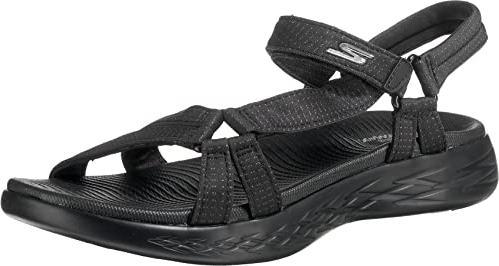 Skechers Damen On-the-go 600 Brilliancy Sport Sandalen, Black Textile Trim, 42 EU
