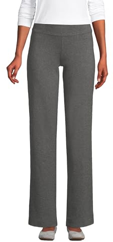 Lands' End Women's Starfish Mid Rise Straight Leg Pants, Charcoal Heather, XL