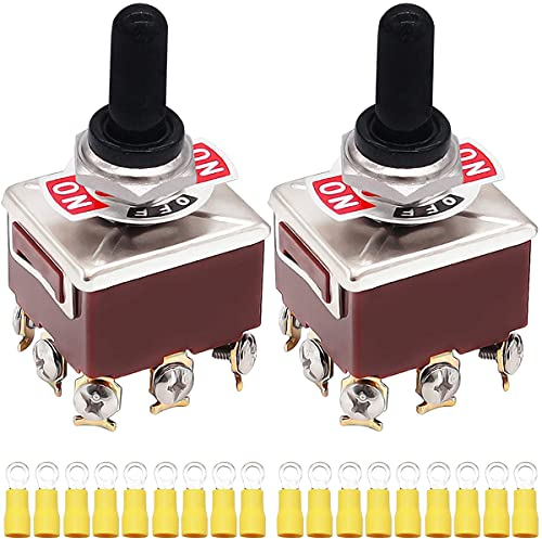 Xiatiaosann Kippschalter Ein/Aus Wippschalter 9-pin 3PDT 250V/15A 380V/10A Schalter Mit wasserdicht Schutzkappe, 2 Stück