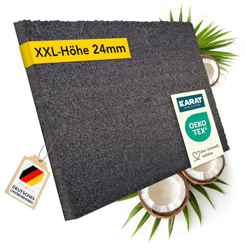 Karat Coconut Doormat for Outdoor and Indoor Use - Door Mat - Dirt Trapper Mat - Coconut Mat Winter Protection with Non-Slip Back for Front Door and Entrance, Made to Measure, Grey, 100 x 100 cm, 2.4