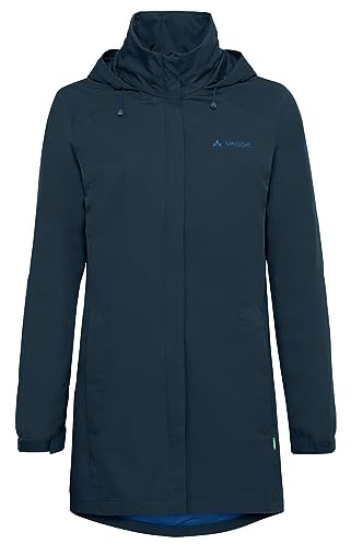 VAUDE Damen Regenjacke Escape Parka, wasserdichter Regen-Parka, atmungsaktiv und winddicht, dark sea, 36