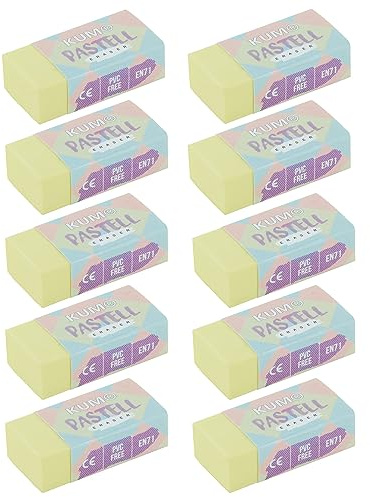 KUM AZ5091016-GE – suddgummi, pastellgul, 10 stycken, PVC fritt radergummi