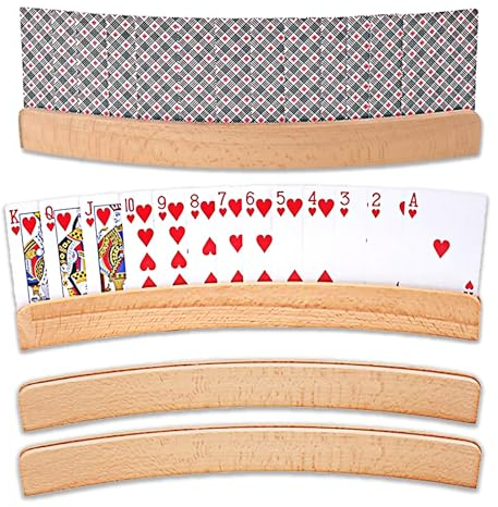 2 Stück Kartenhalter Spielkarten, Freisprech Spielkartenhalter Holz, Stehender Pokerhalter, 33 cm Länge, Spielkartenständer für Senioren, Kinder, Behindert