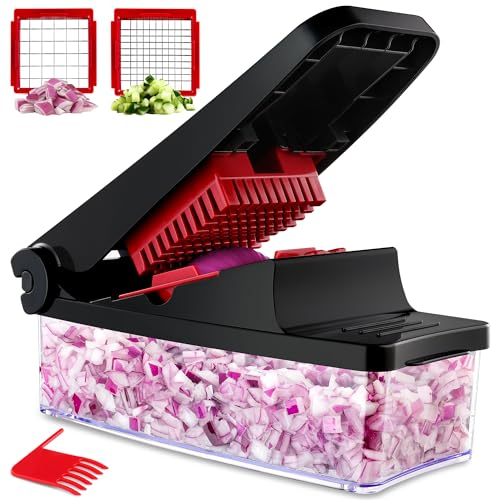 GDL Mandolina per Verdure con 2 Lame Intercambiabili, Taglia Verdure Affetta Verdure con Contenitore Da 1,2 Litri per Lattuga Cipolla Patata Carota.