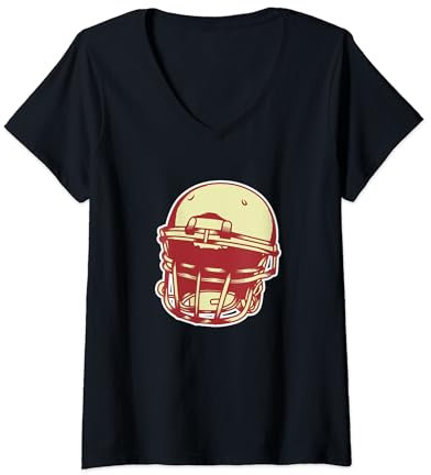 Damen American Football Helm Footballliebhaber T-Shirt mit V-Ausschnitt