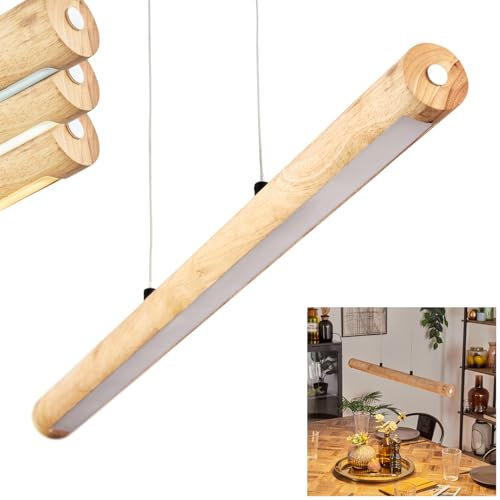 Lampada a sospensione a LED Carbellino dimmerabile in metallo/legno/plastica nei colori nero/naturale/bianco, design scandinavo, altezza max 150 cm, dimmer touch, LED 20 W, 3000-6000 K, 2100 Lumen