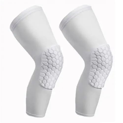 NJIEzhao Knee Pads 1Pc Men Women Knee Pad Breathable Sports Football Basketball Knee Pad Honeycomb Leg Brace Support(WHITE,M)