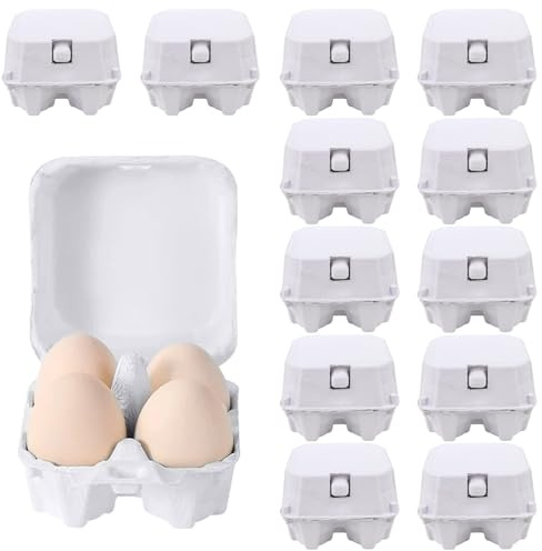 Yooyan 12 scatole per uova, 4 pezzi, in cartone con coperchio, biodegradabili, per uova, in materiale riciclato, salvaspazio, impilabile, sostenibile, semplice conservazione