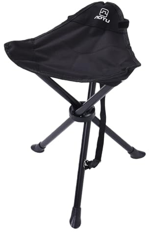 AKLOSIPY Taburete de Trípode Plegable Capacidad de Carga de 200 Kg Silla Portátil Estable sin Deslizamiento para Picnics de Campamento de Pesca Al Aire (Black)