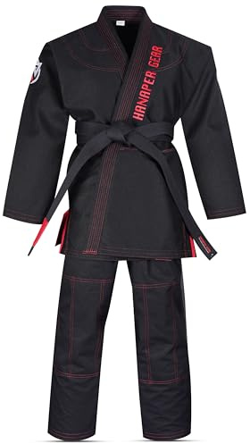 HANAPER GEAR BJJ GI for Men, Women, IBJJF Kimono JiuJitsu GIS, Lightweight Preshrunk Fabric, Martial Arts Uniform Free Belt (Black, A2)