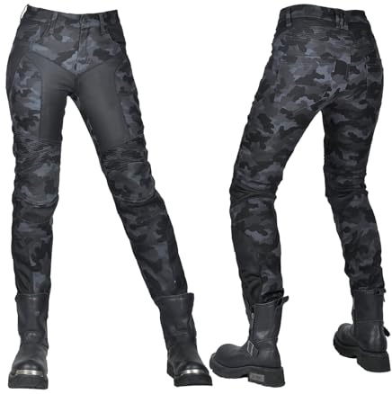 HOMDECR Pantaloni da Moto Uomo & Donna - Pantaloni Biker Elasticizzati con Protezioni Ginocchia & Fianchi, Approvati CE, Comodi E Resistenti Pantaloni Protettivi per Motociclisti (Femmina-Blu,XXS)