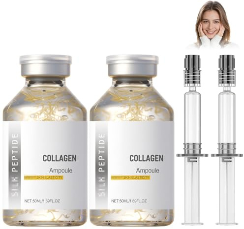 2PCS Peptide Lifting Ampoule,Silkptide Lifting Ampoule,Collagen Silkptide Lifting Serum, Korean Anti Aging Facial Essence for Face Lifting, Smoothing, Hydrating,50ML