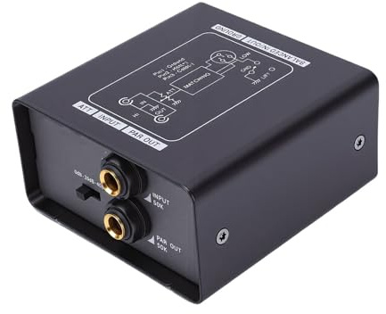 Jectse 2-kanals Brum-eliminator, 3-nivåförstärkningsjustering XLR Markslinga Brusisolator med Smart Krets för Mikrofonmixer Gitarrförstärkare Studio Billjudsystem