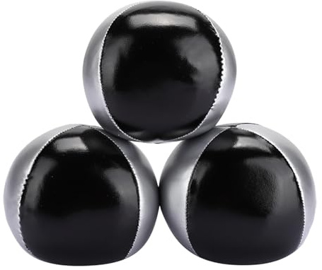 Cyrank 3PCS Palle da giocoliere per Principianti, Palla da Lancio Portatile in Pelle PU Palla da Giocoleria con Particelle colloidali Fini Puntelli per Prestazioni Argento Nero
