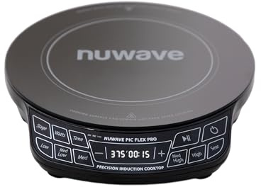 Nuwave Flex Pro 10.25” Precision Induction Cooktop with IMD Touch Display, LED, Shatter-Resistant Glass, 81 Temps (100°–500°F), 3 Wattages (600/900/1400W), Auto Shutoff, Portable Design, 30503V01