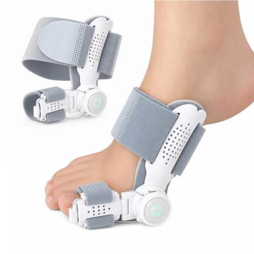 Corrector de Juanetes con Pomo Ajustable, Protector Dedos Pie Transpirable para Día y Noche, Separadores de Dedos del Pie Hallux Valgus, Férula Ortopédica para El Alivio Hallux Valgus (Gris, Unisex)