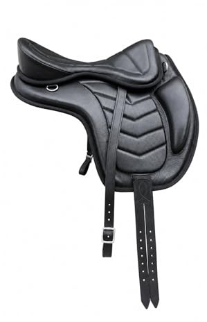 Black Leather Freemax Treeless English Horse Saddle Lightweight Handmade