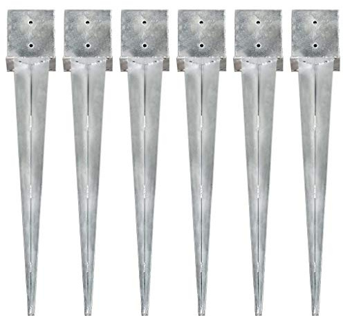 LoogCape 6 estacas plateadas de 14 x 14 x 91 cm de acero galvanizado para vallas de jardín, arcos de rosas, pabellones, privacidad, garajes y postes de fijación en exteriores