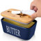Large Butter Dish with Lid, Porcelain Butter Container with Knife Holds 2 Sticks of Butter with Double Silicone Seals design, Ceramic Butter Dish with Covers Perfect for East West Coast Butter,Blue