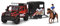 Dickie Toys - Horse Trailer Set (42 cm) - rot-schwarzer Spielzeug-Truck mit Pferdeanhänger, Pferd & Reiter - für Kinder ab 3 Jahren