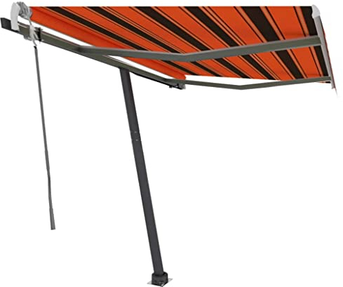 vidaXL Standmarkise Einziehbar Handbetrieben Markise Sonnenmarkise Balkonmarkise Sonnenschutz Gelenkarmmarkise Terrasse Garten 300x250cm Orange Braun