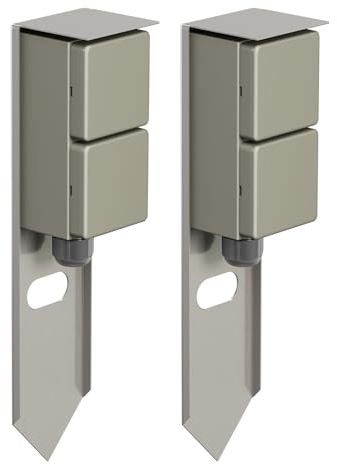 ledscom.de 2 pièces Colonne de Prises de Courant de Jardin PIWI avec Piquet de Terre pour l'extérieur, IP44, 2X, Acier Inoxydable, INOX, carré, 30 cm