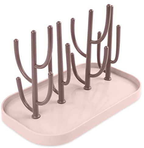 Vicloon Égouttoir à Biberon,Egoutte-biberons Arbre avec Bac à Eau Amovible pour Biberon,Couverts,Tétines Gobelets(Rose)