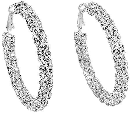 Grandi orecchini a cerchio lucidi Orecchini pendenti leggeri comodi scintillanti per donne e ragazze con strass bohémien, gioielli per matrimoni, Natale, compleanni
