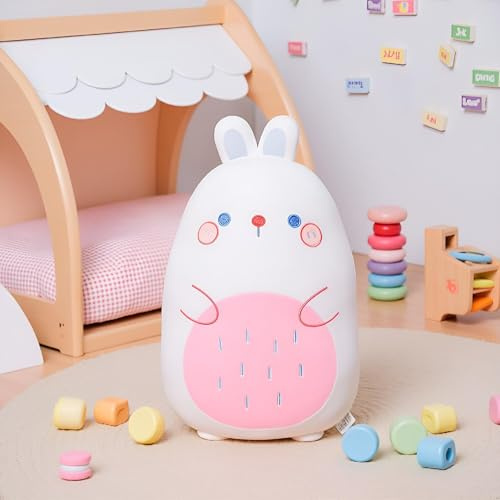Gisqis Peluche Coniglio Cuscini Morbidosi Animali di Coniglio Peluche Cuscino Carino Bunny Pupazzo Giocattolo Cuscini Regalo Per Bambina Ragazza Bianca 44cm