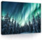 Bilder Polarlicht Landschaft Wald Nordlicht blau türkis 40x30 cm - Modern Leinwandbild Groß XXL Wohnzimmer Schlafzimmer Wandbild Kunstdruck Wandbilder Desing Wand Bild auf Leinwand Aufhängefertig