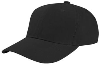 Children's Black Baseball Cap Unisex Kids Girls Boys Black Summer Hat 5 to 10 Years (80% Polyester 20% Cotton, Black (Pack of 1))