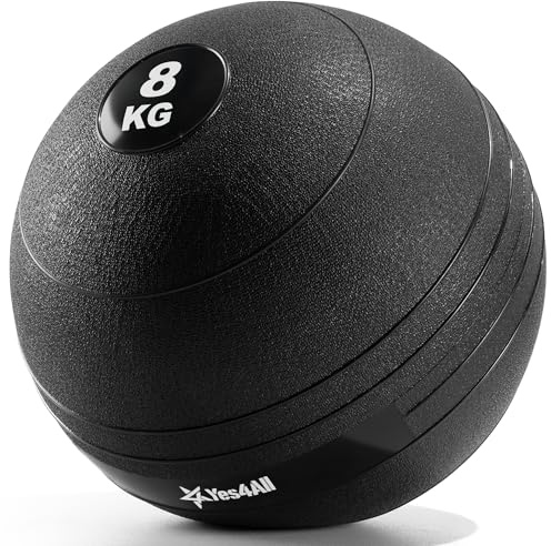 Yes4All KCXO Slam Balls 8 kg, Black, Medicine Ball Sand Filled No Bounce Exercise Ball, Suitable for Workout and Strength Training